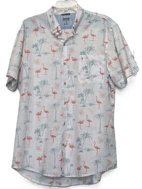 Coastal Beachy Hawaiian-inspired IZOD Saltwater Short-sleeved Shirt Men's XL